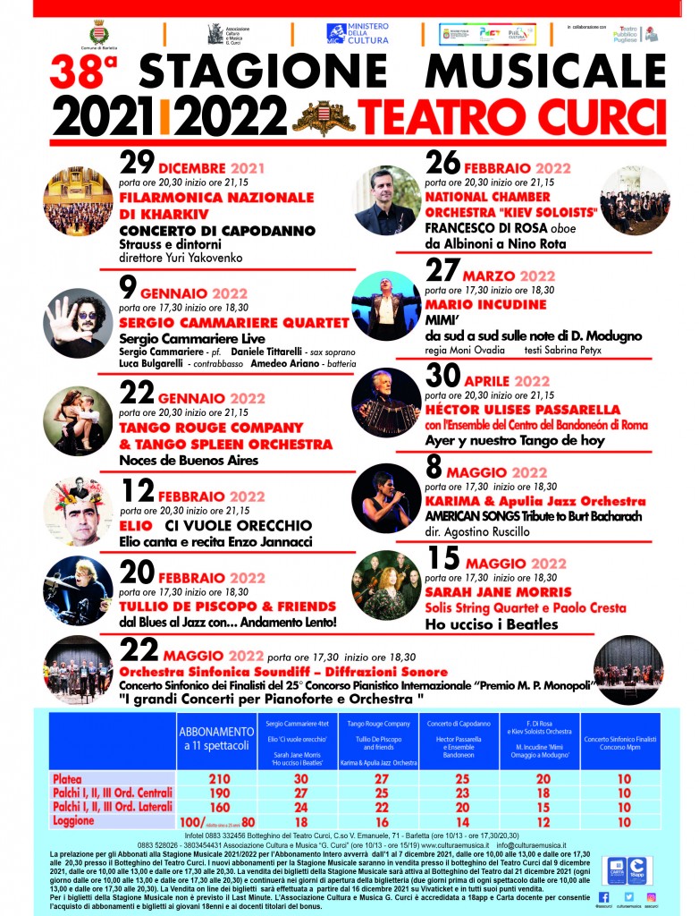 Flyer 38ma Stagione Musicale Curci