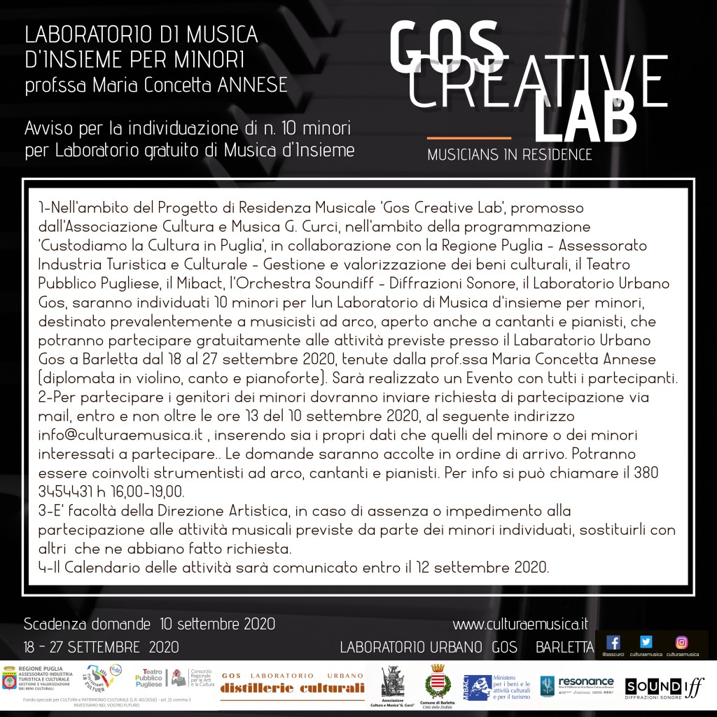 Avviso Laboratorio Minori Gos Creative Lab web