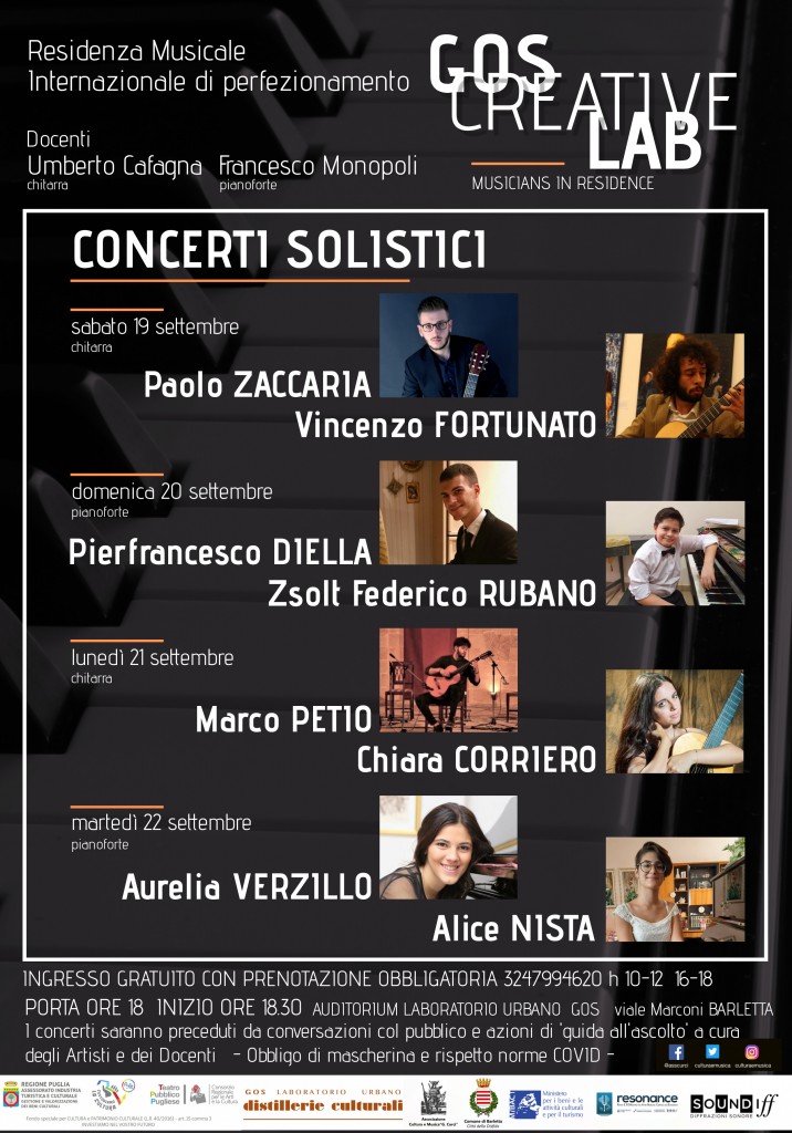 Manifesto Concerti solistici Residenza Gos Creative Lab